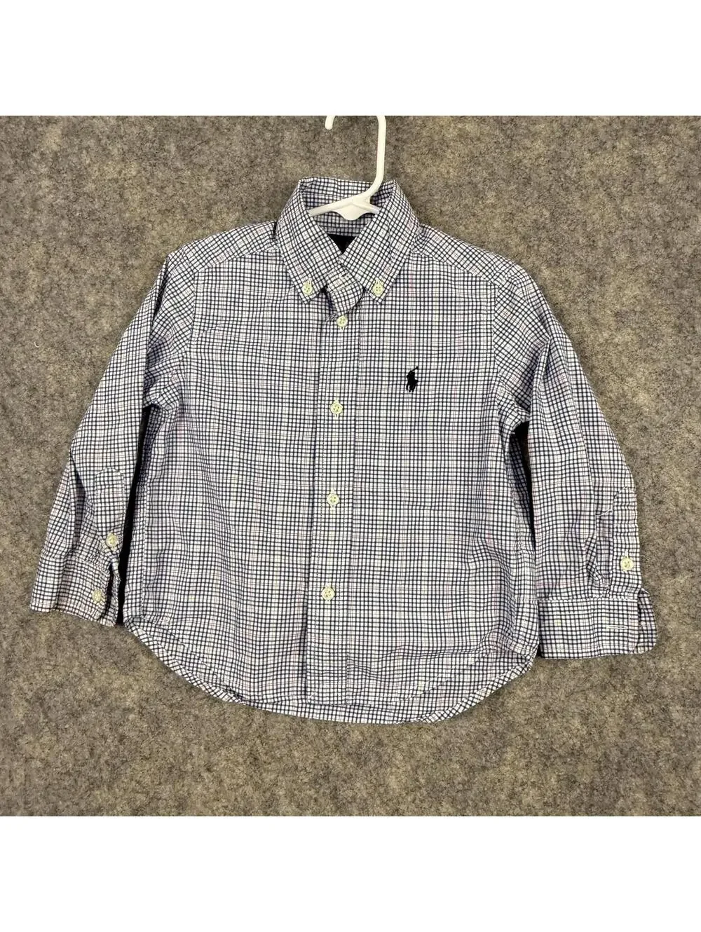 Ralph Lauren Boy’s Long Sleeve Button Front Shirt Blue Red Plaid Size 2T EUC 478